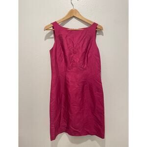 Vintage Casual Corner Womens Sheath Dress Size 6 Fuschia Silk Satin Career 90s